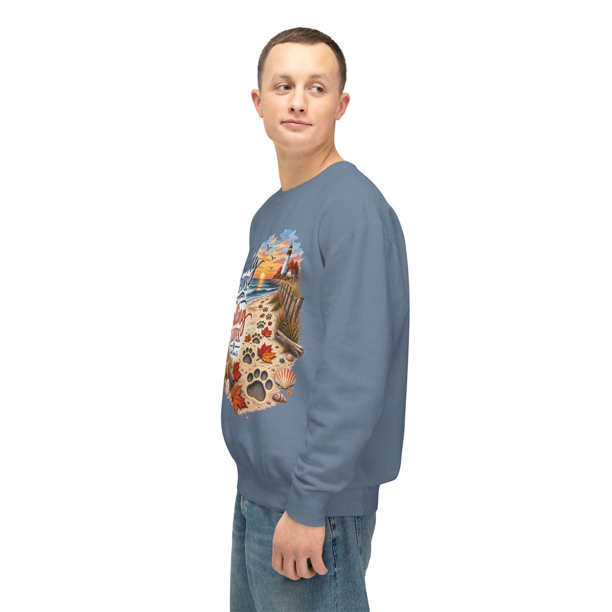 Sandy Paws Falling Leaves Sweatshirt – Beach Dog Autumn Crewneck