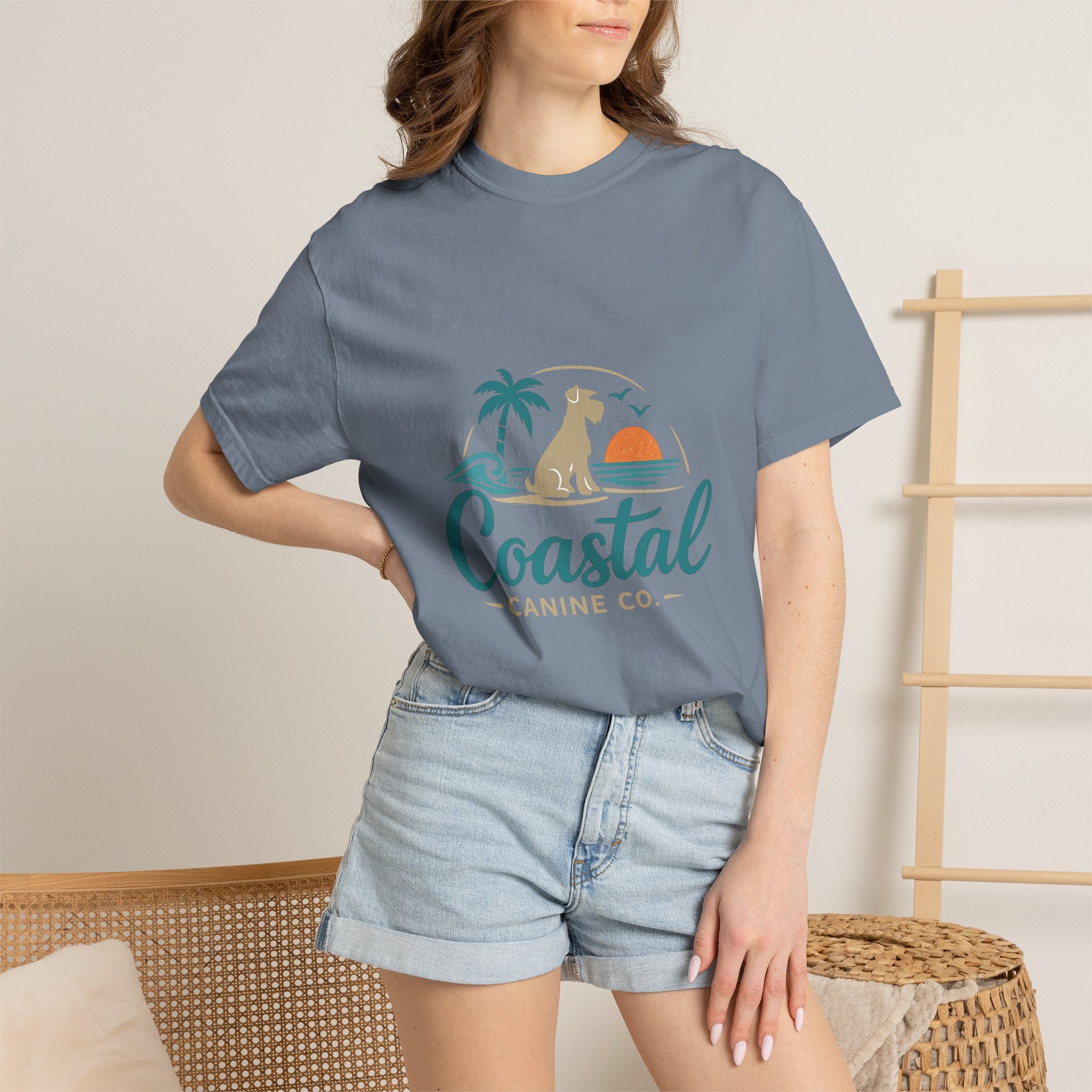 Coastal Canine T-Shirt — Beach Dog Sunset Tee