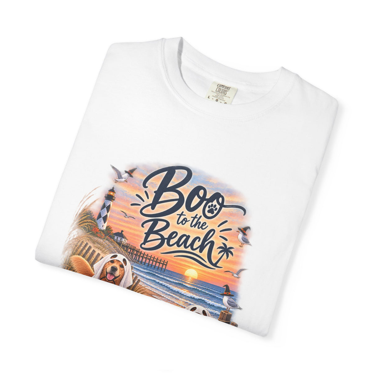 Boo to the Beach T-Shirt — Cute Halloween Dogs on Sunset Beach