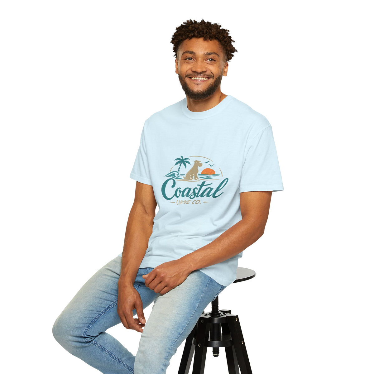 Coastal Canine T-Shirt — Beach Dog Sunset Tee