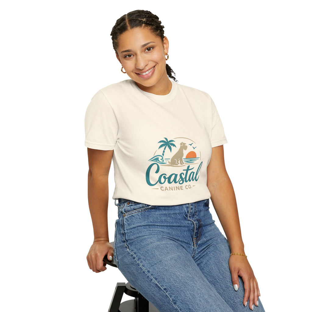 Coastal Canine T-Shirt — Beach Dog Sunset Tee