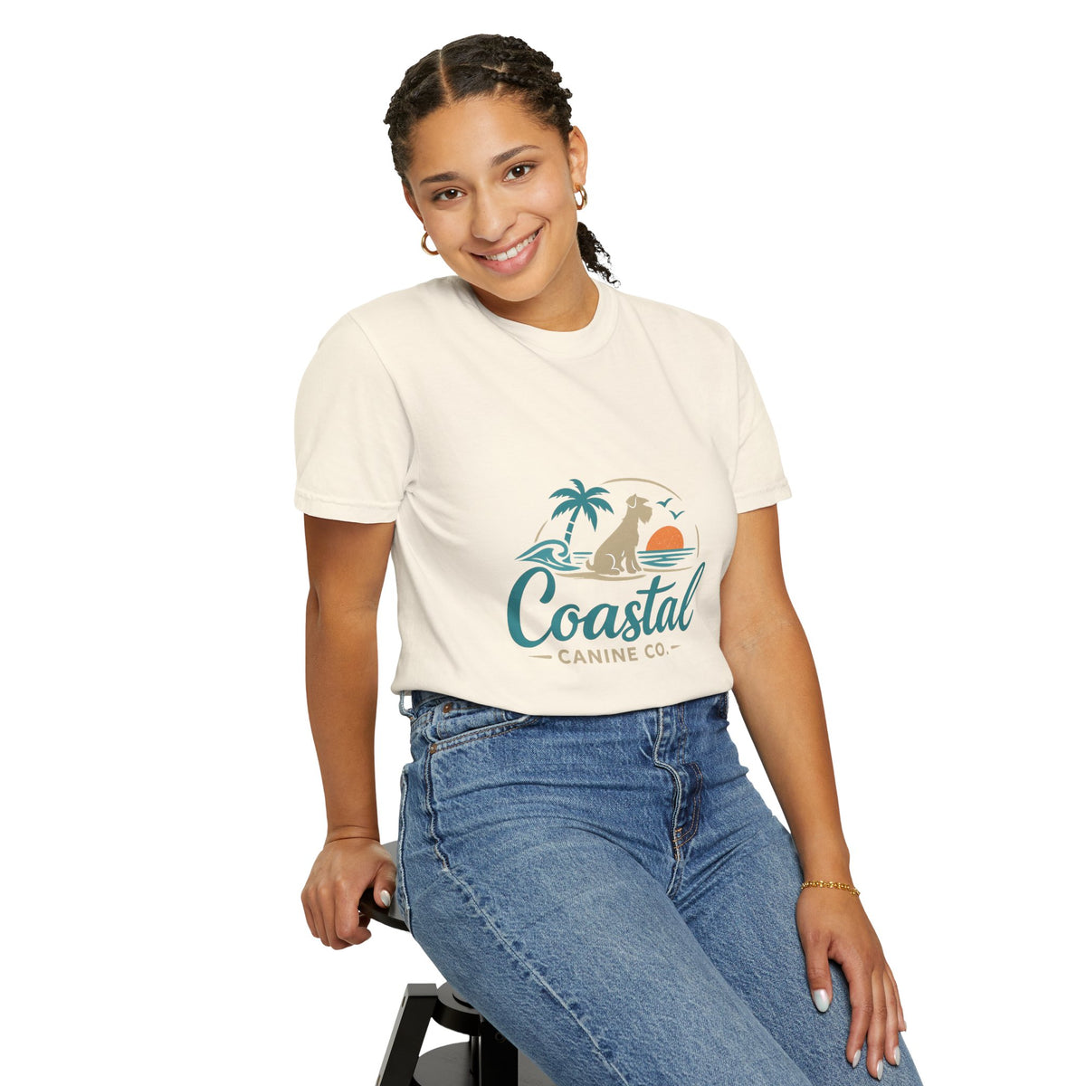 Coastal Canine T-Shirt — Beach Dog Sunset Tee
