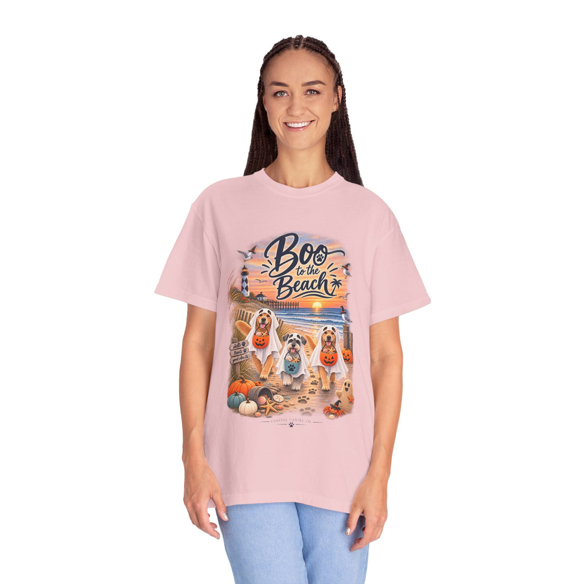 Boo to the Beach T-Shirt — Cute Halloween Dogs on Sunset Beach