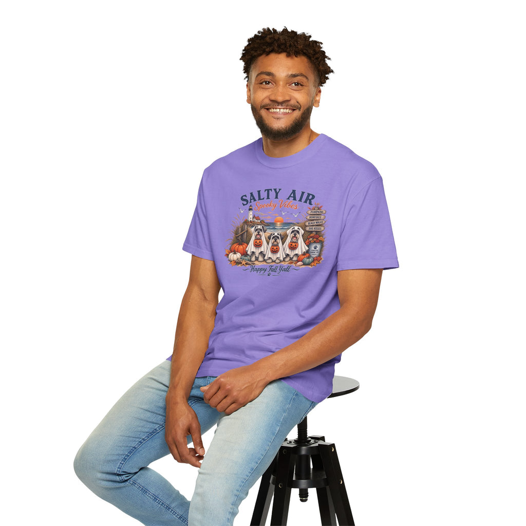 Salty Air Spooky Vibes Tee — Happy Fall Y'all Autumn Beach Ghosts T-Shirt