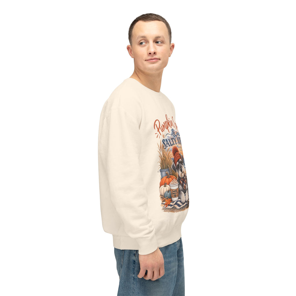 Pumpkin Spice & Salty Vibes Sweatshirt — Fall Beach Dog Crewneck