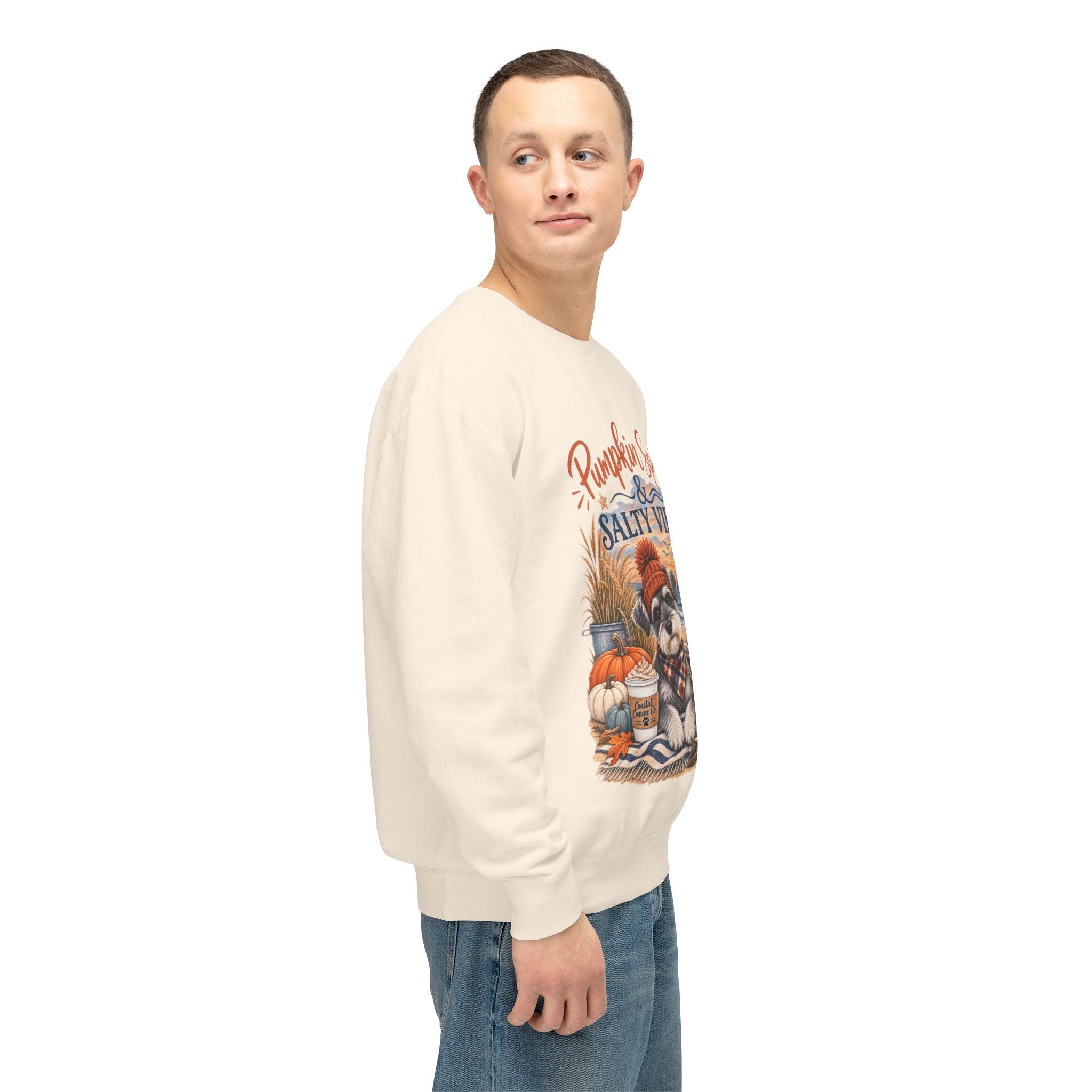 Pumpkin Spice & Salty Vibes Sweatshirt — Fall Beach Dog Crewneck