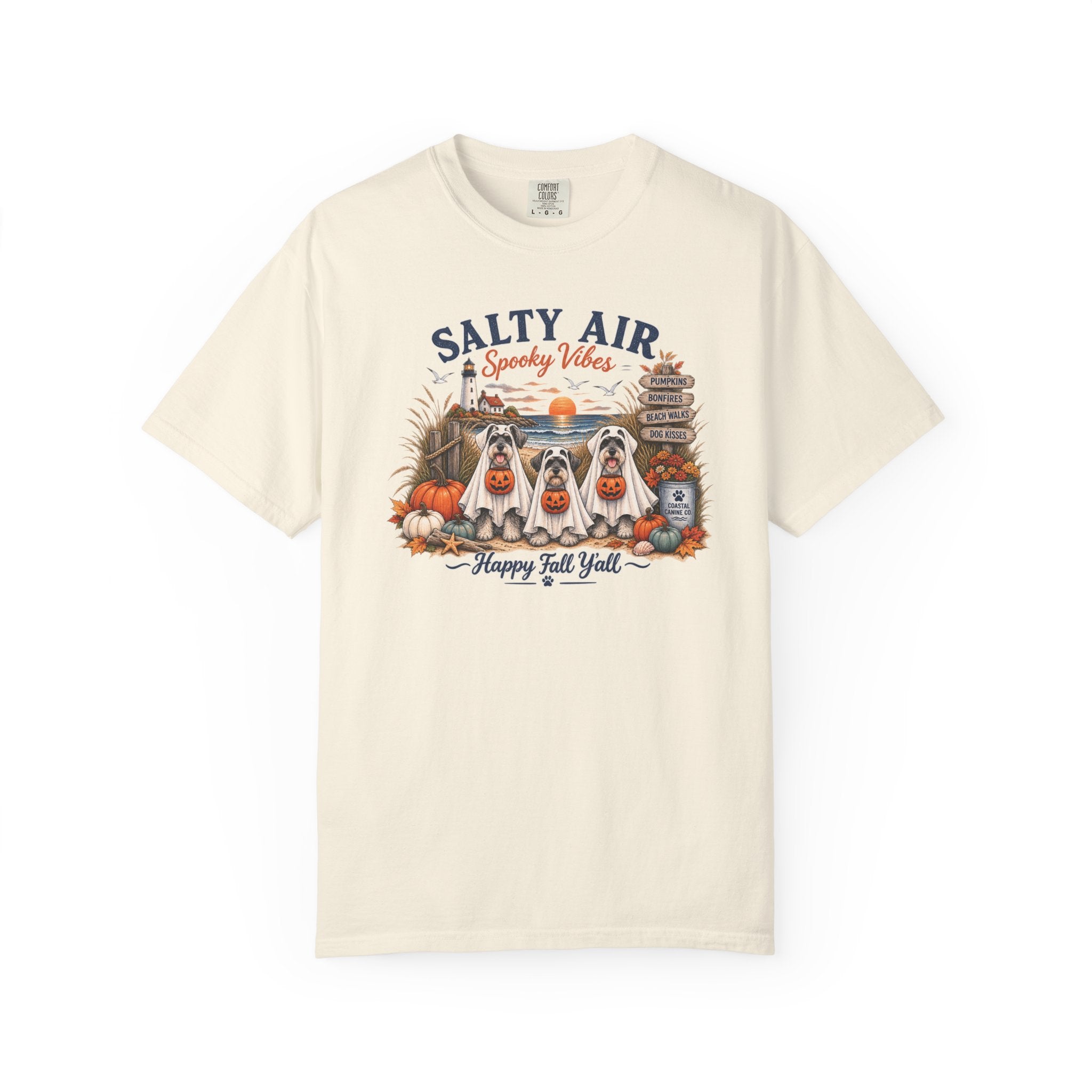 Salty Air Spooky Vibes Tee — Happy Fall Y'all Autumn Beach Ghosts T-Shirt