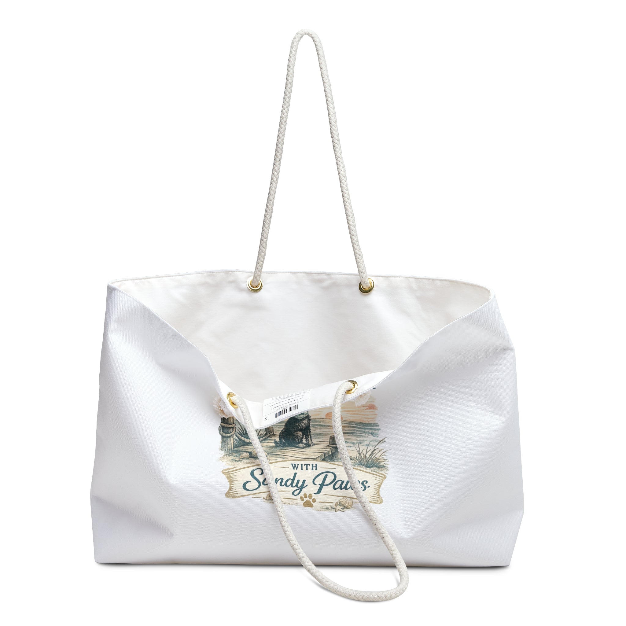 Weekender Bag - "Life Is Better With Sandy Paws" Beach Tote for Dog Lovers