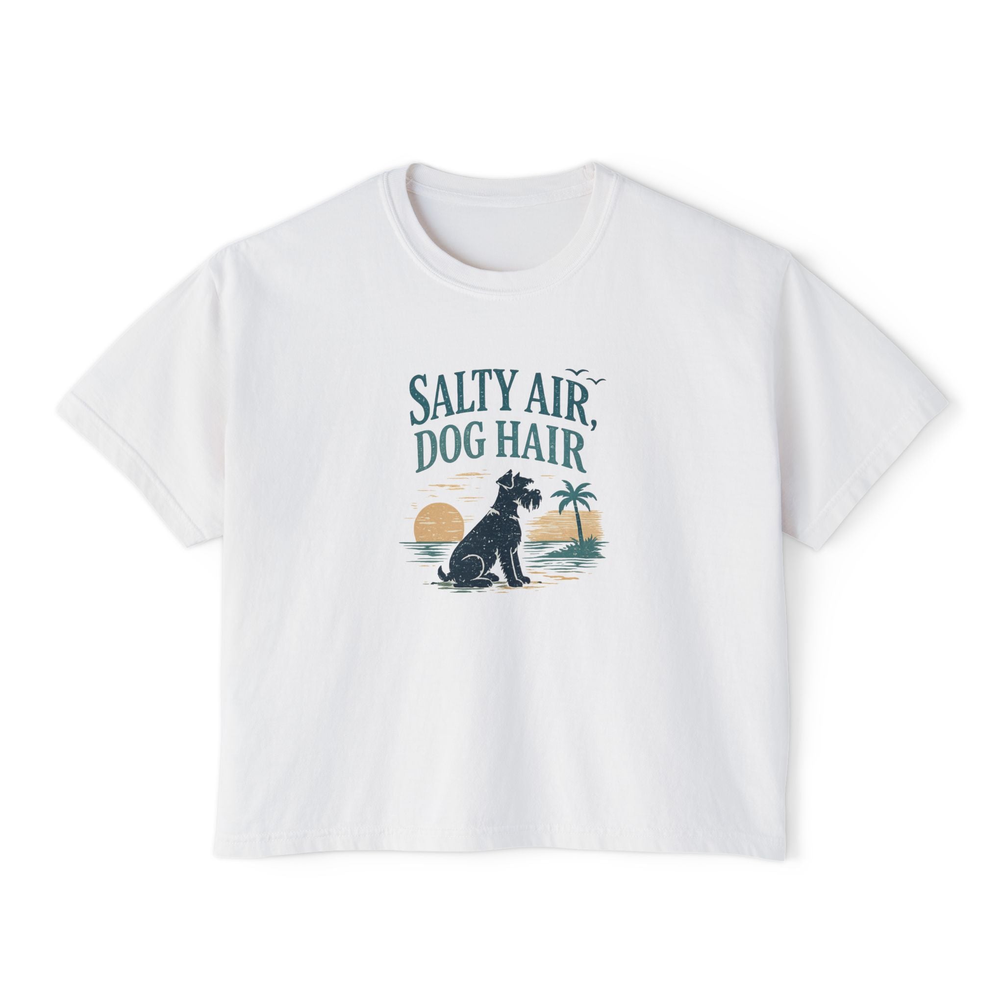 Salty Air, Dog Hair Boxy Tee — Women’s Beach Dog T-Shirt