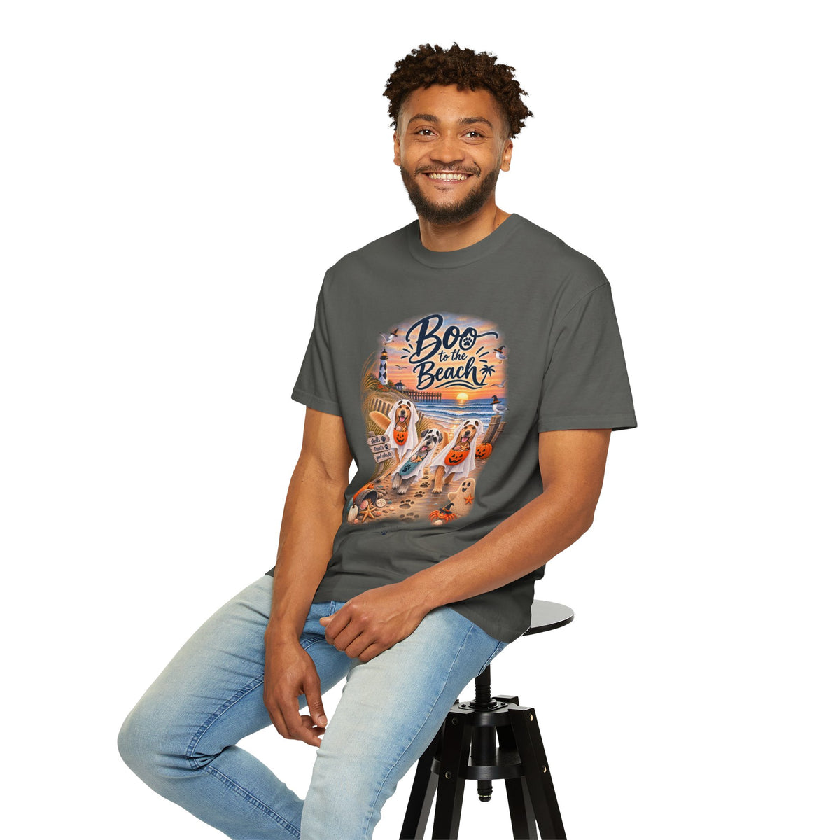 Boo to the Beach T-Shirt — Cute Halloween Dogs on Sunset Beach