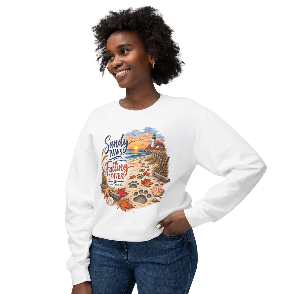 Sandy Paws Falling Leaves Sweatshirt – Beach Dog Autumn Crewneck