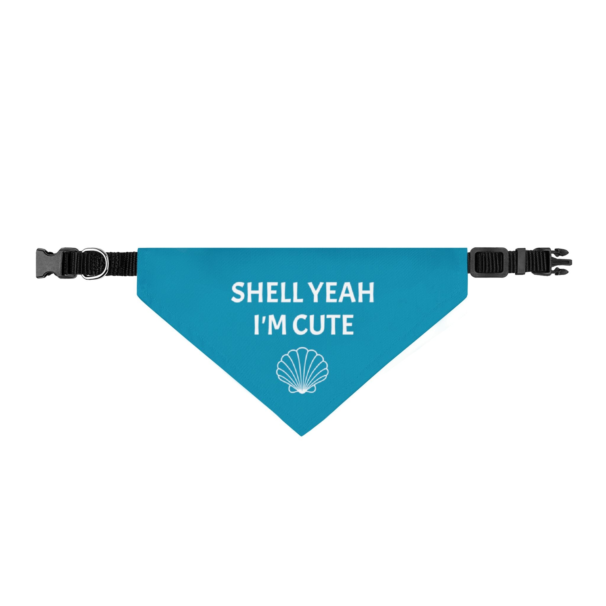Clip-on Pet Bandana — "Shell Yeah I’m Cute" Beach Dog Bandana