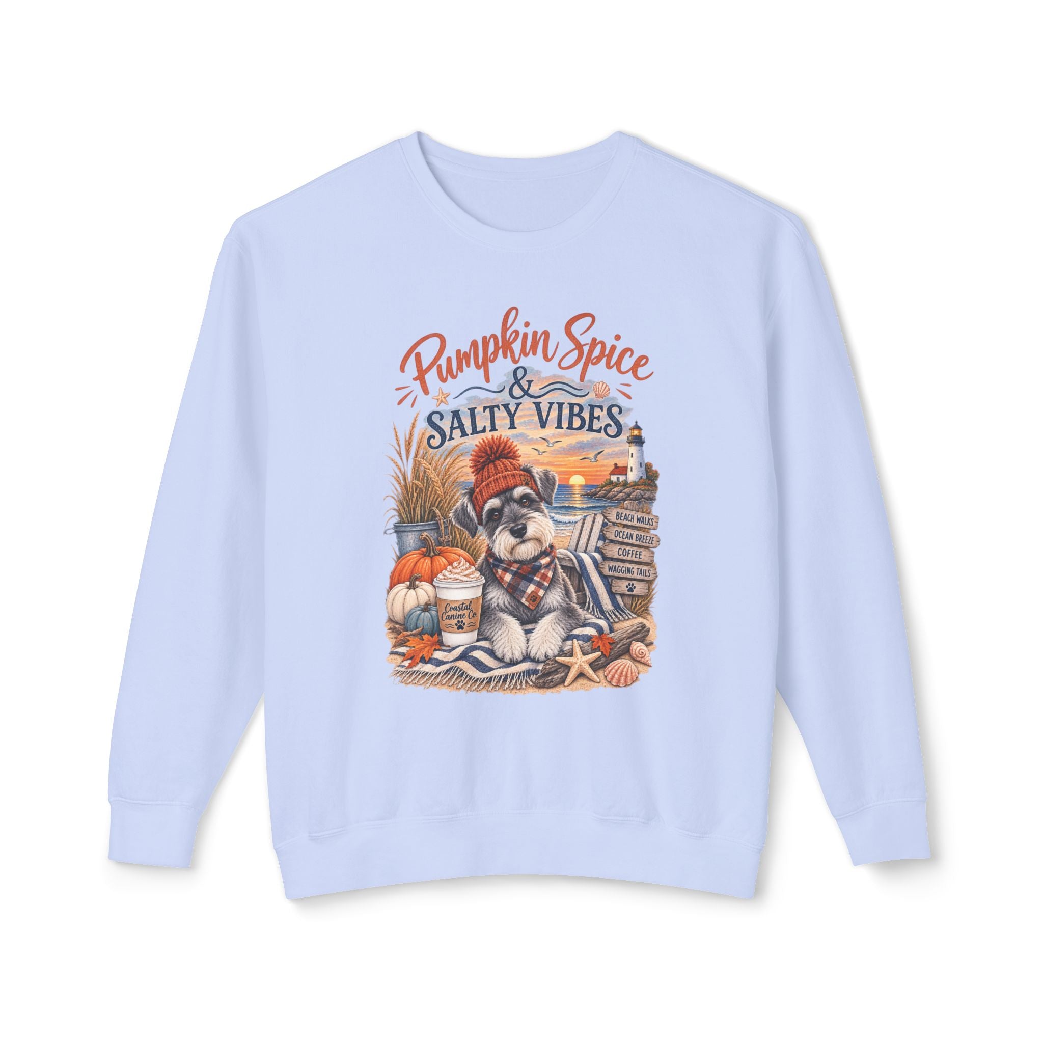 Pumpkin Spice & Salty Vibes Sweatshirt — Fall Beach Dog Crewneck