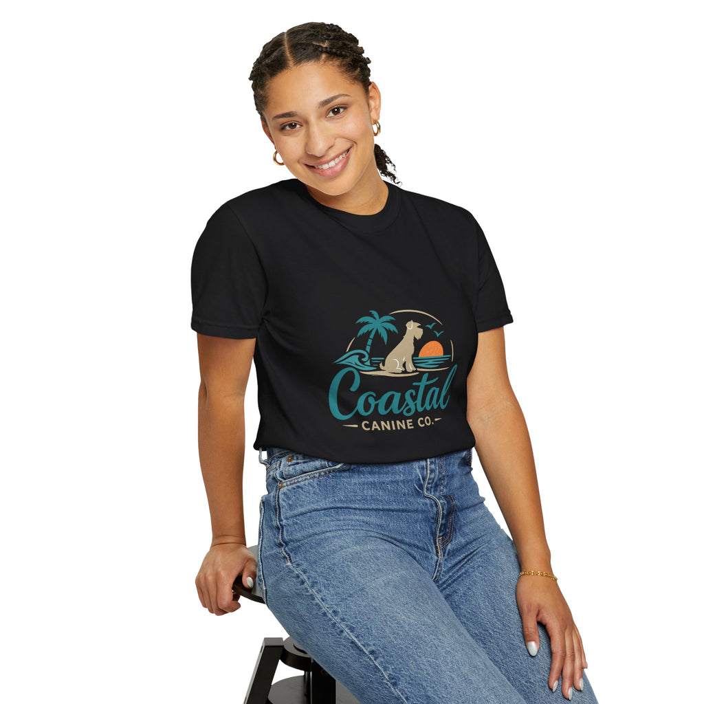 Coastal Canine T-Shirt — Beach Dog Sunset Tee