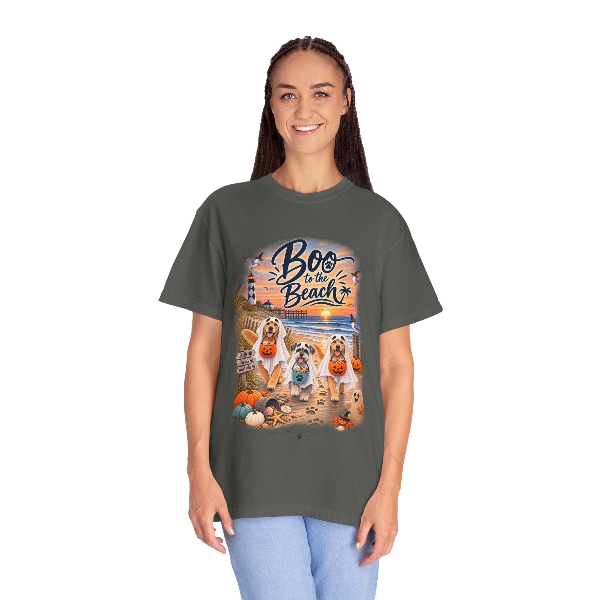 Boo to the Beach T-Shirt — Cute Halloween Dogs on Sunset Beach