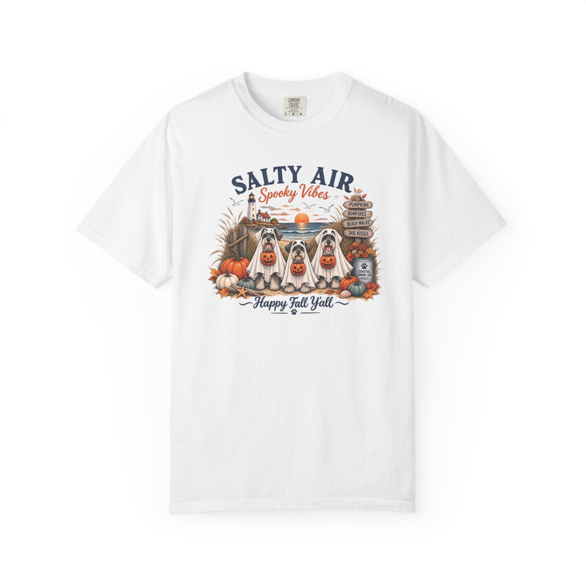 Salty Air Spooky Vibes Tee — Happy Fall Y'all Autumn Beach Ghosts T-Shirt