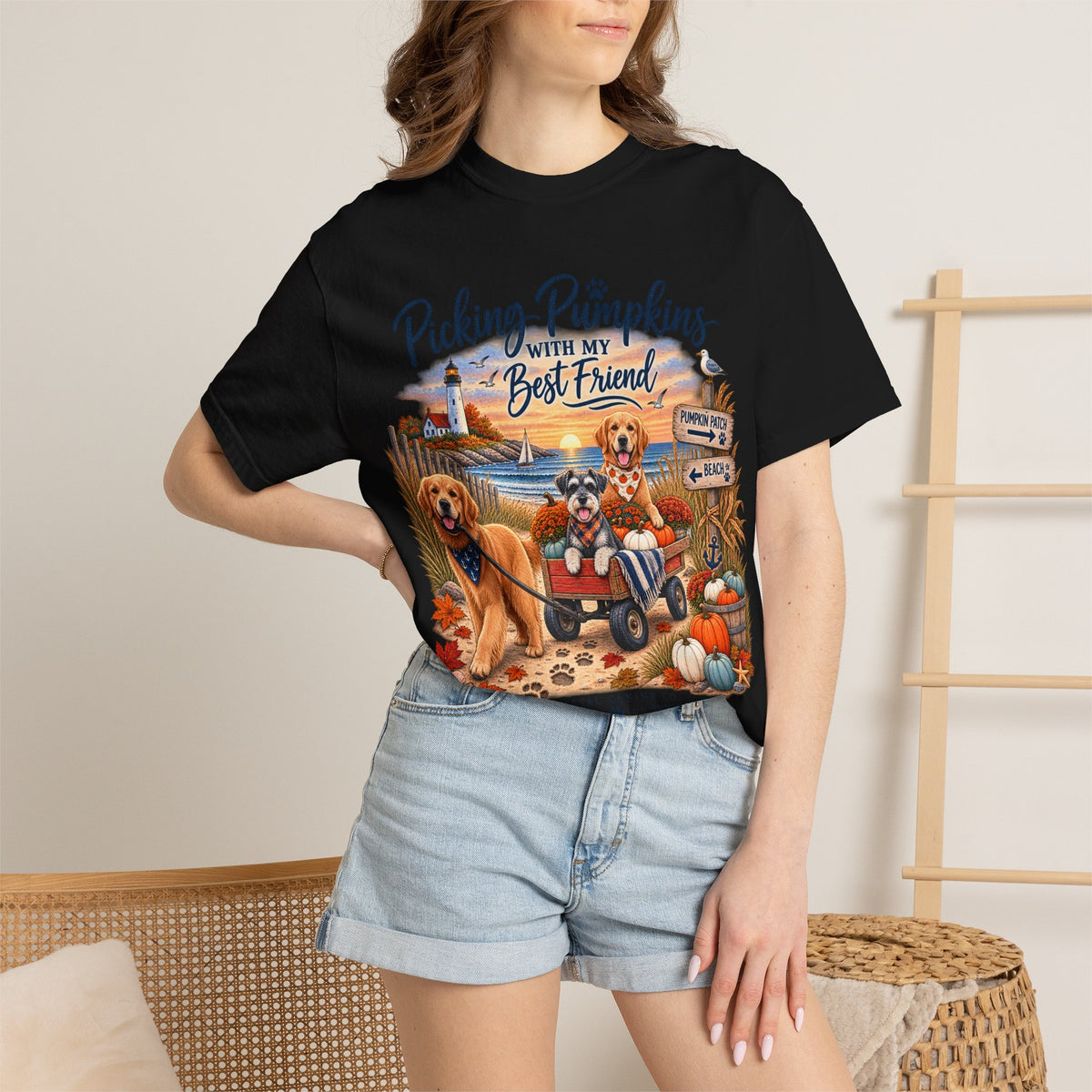 Picking Pumpkins With My Best Friend T-Shirt — Fall Dog Pumpkin Patch Tee