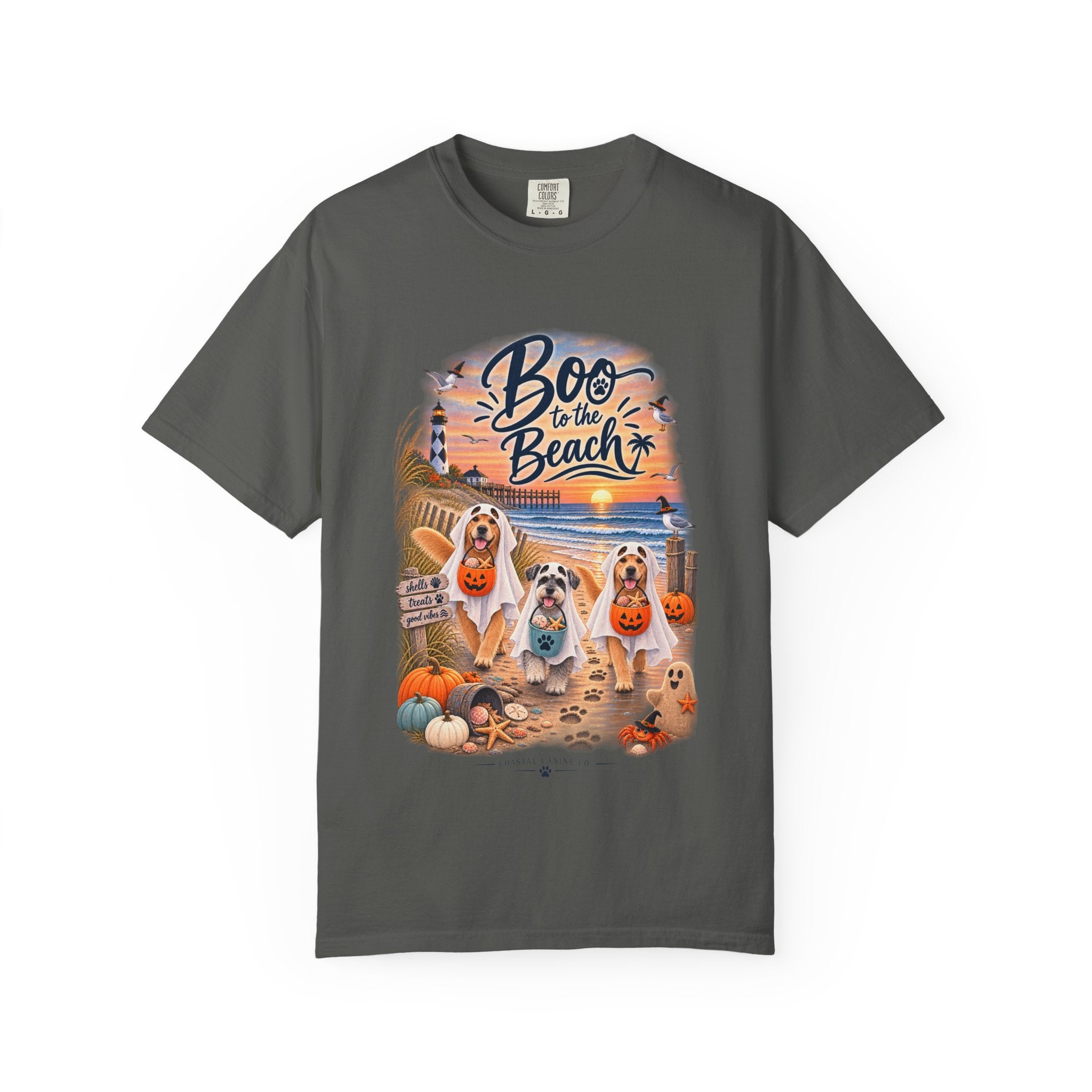 Boo to the Beach T-Shirt — Cute Halloween Dogs on Sunset Beach