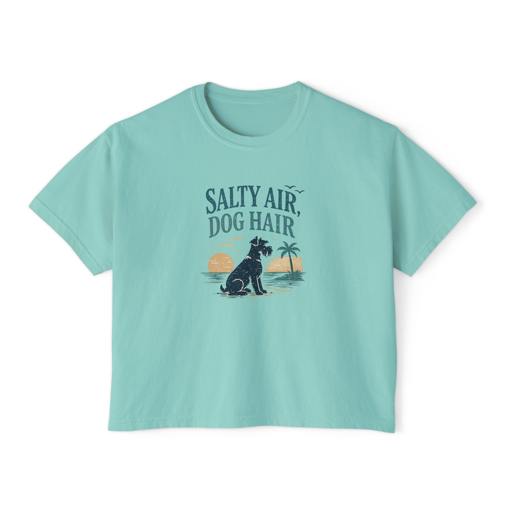 Salty Air, Dog Hair Boxy Tee — Women’s Beach Dog T-Shirt