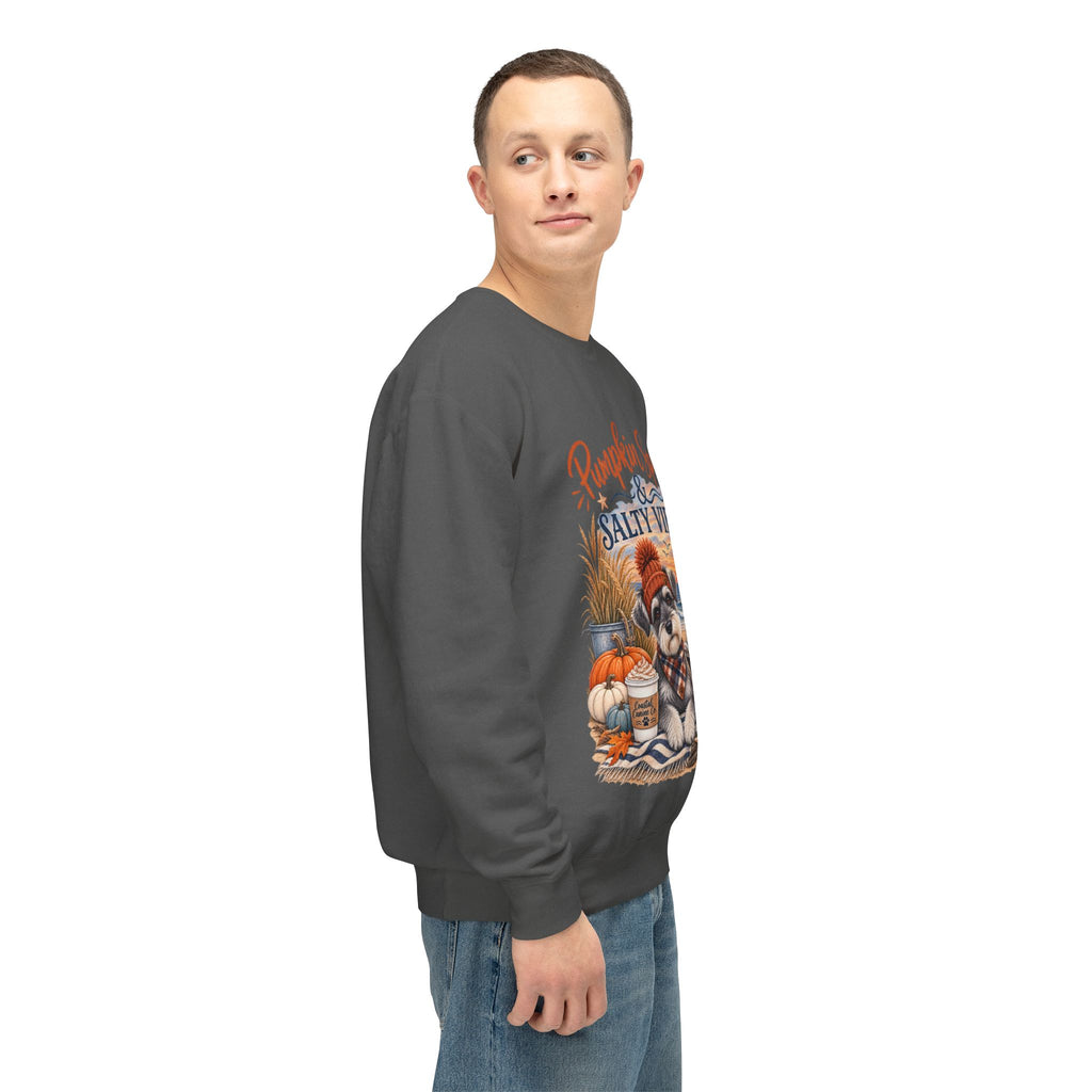 Pumpkin Spice & Salty Vibes Sweatshirt — Fall Beach Dog Crewneck