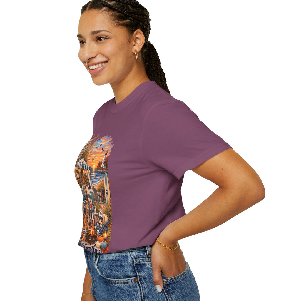 Campfires, Coastlines & Canines T-Shirt — Retro Camper Dog Camping Graphic Tee