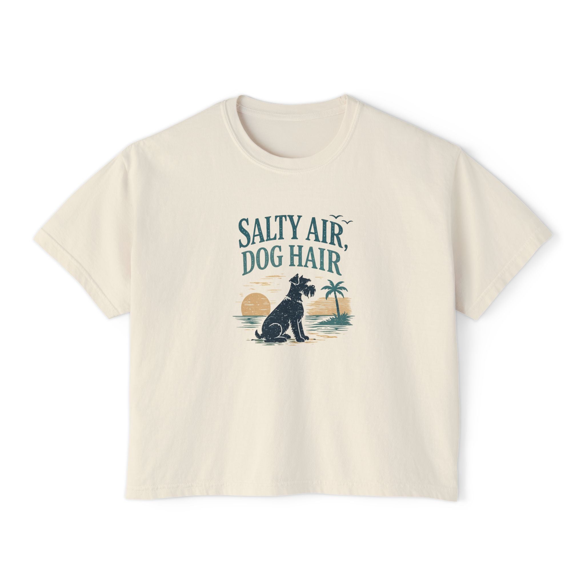 Salty Air, Dog Hair Boxy Tee — Women’s Beach Dog T-Shirt