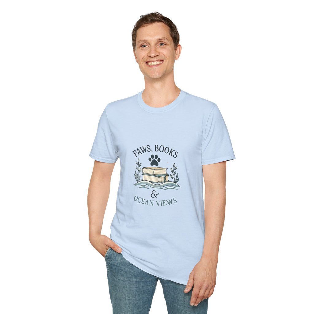 Paws, Books & Ocean Views T‑Shirt