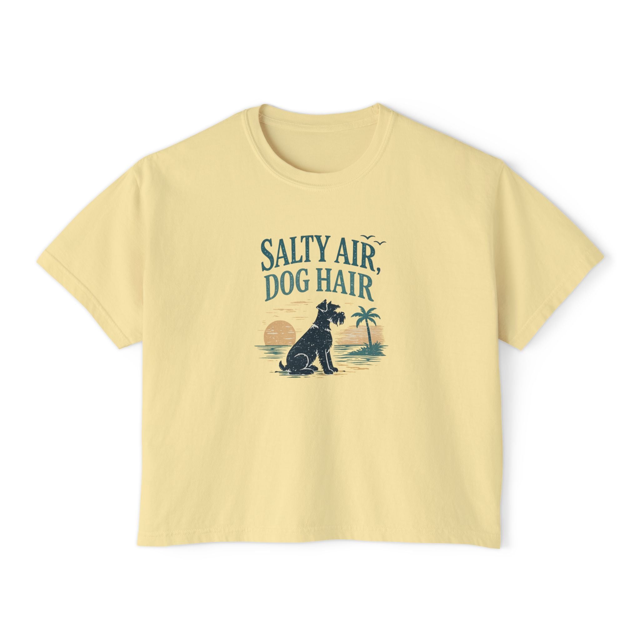 Salty Air, Dog Hair Boxy Tee — Women’s Beach Dog T-Shirt