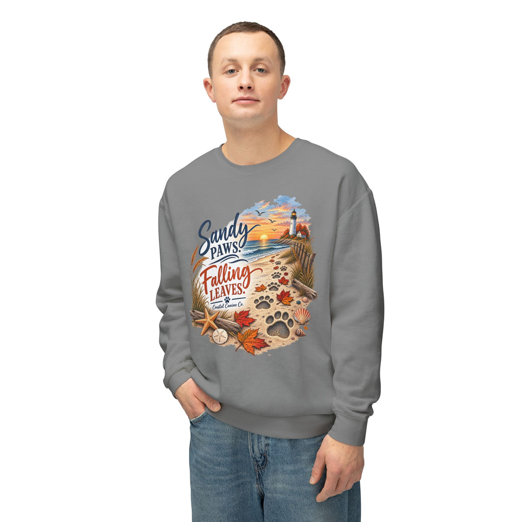 Sandy Paws Falling Leaves Sweatshirt – Beach Dog Autumn Crewneck