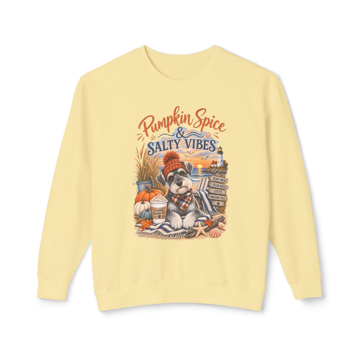 Pumpkin Spice & Salty Vibes Sweatshirt — Fall Beach Dog Crewneck
