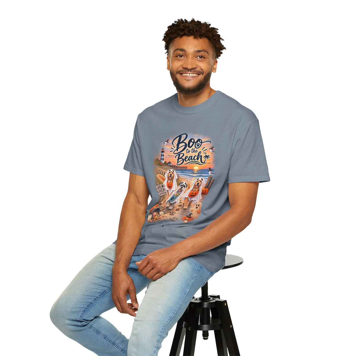 Boo to the Beach T-Shirt — Cute Halloween Dogs on Sunset Beach