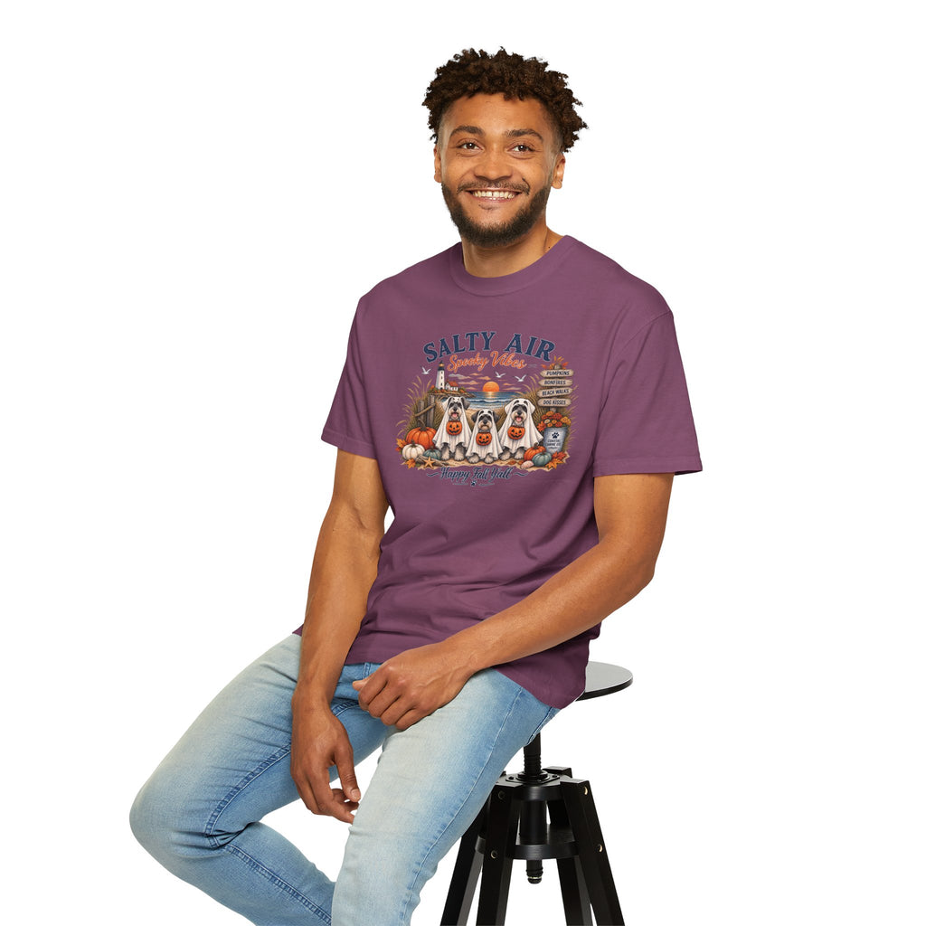 Salty Air Spooky Vibes Tee — Happy Fall Y'all Autumn Beach Ghosts T-Shirt