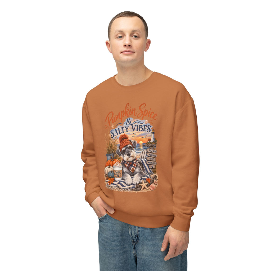 Pumpkin Spice & Salty Vibes Sweatshirt — Fall Beach Dog Crewneck