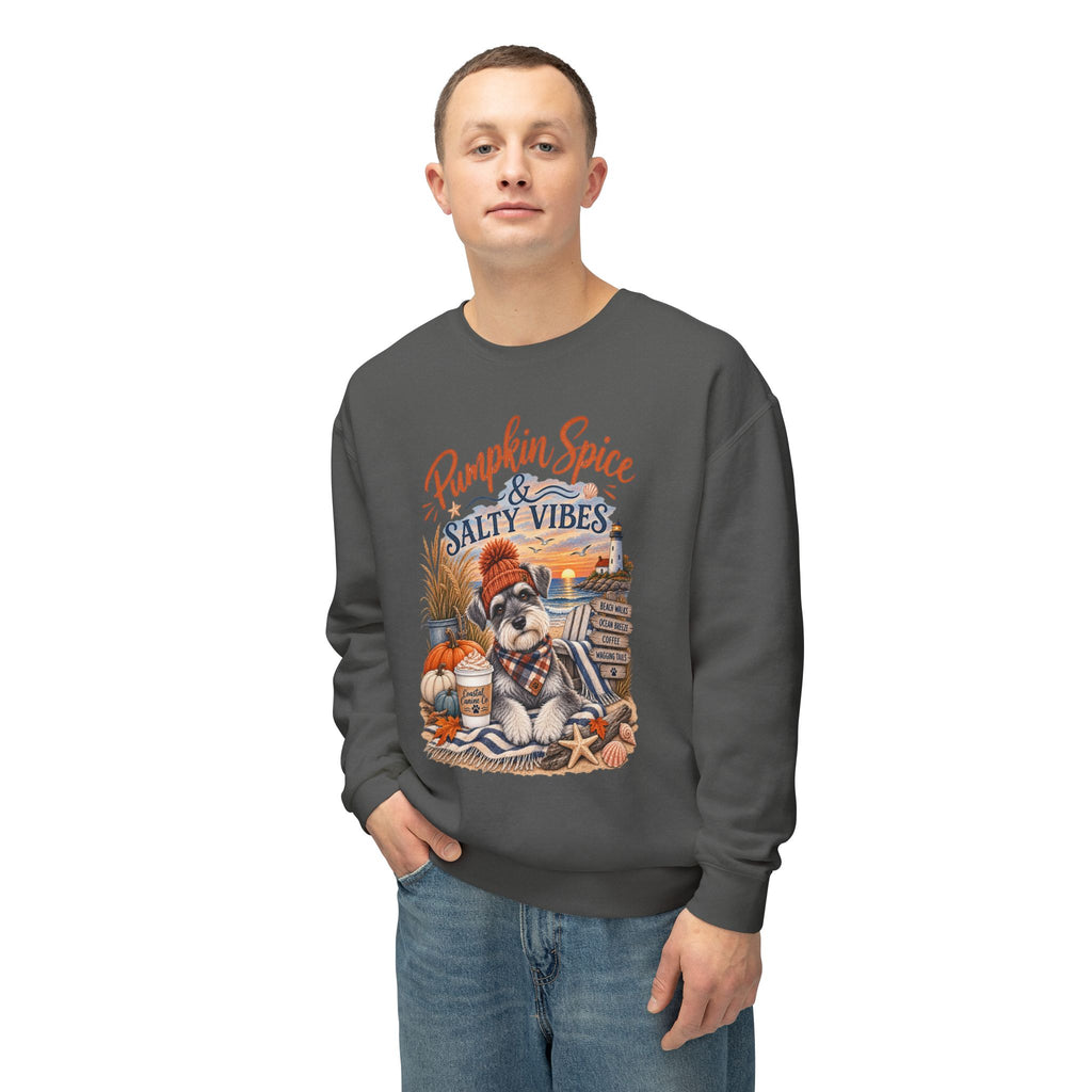 Pumpkin Spice & Salty Vibes Sweatshirt — Fall Beach Dog Crewneck