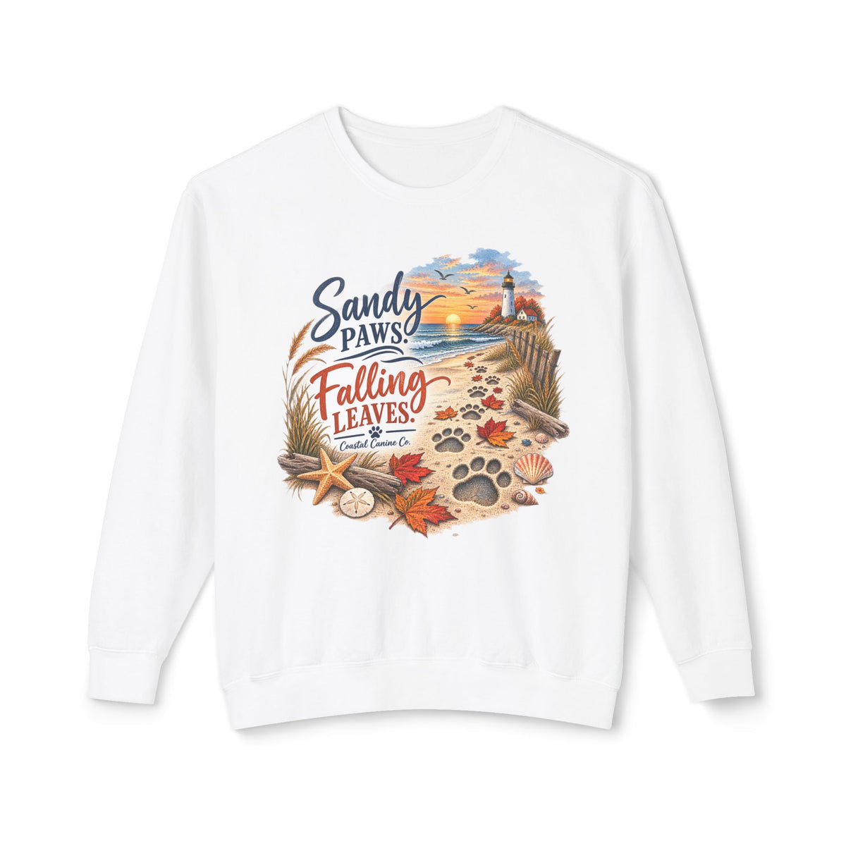 Sandy Paws Falling Leaves Sweatshirt – Beach Dog Autumn Crewneck