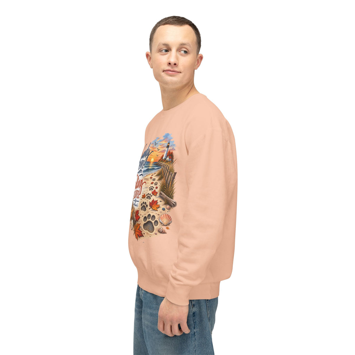 Sandy Paws Falling Leaves Sweatshirt – Beach Dog Autumn Crewneck