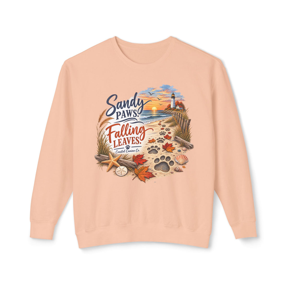 Sandy Paws Falling Leaves Sweatshirt – Beach Dog Autumn Crewneck