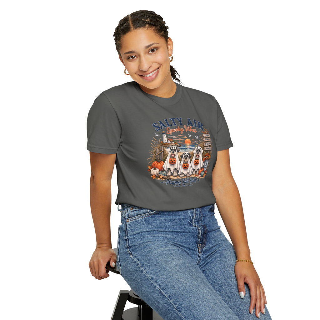 Salty Air Spooky Vibes Tee — Happy Fall Y'all Autumn Beach Ghosts T-Shirt