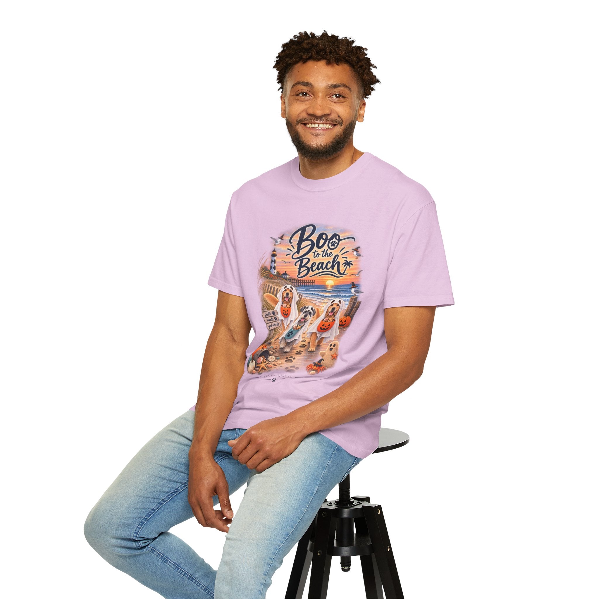 Boo to the Beach T-Shirt — Cute Halloween Dogs on Sunset Beach