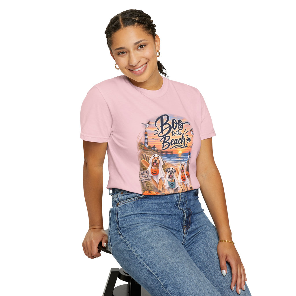 Boo to the Beach T-Shirt — Cute Halloween Dogs on Sunset Beach