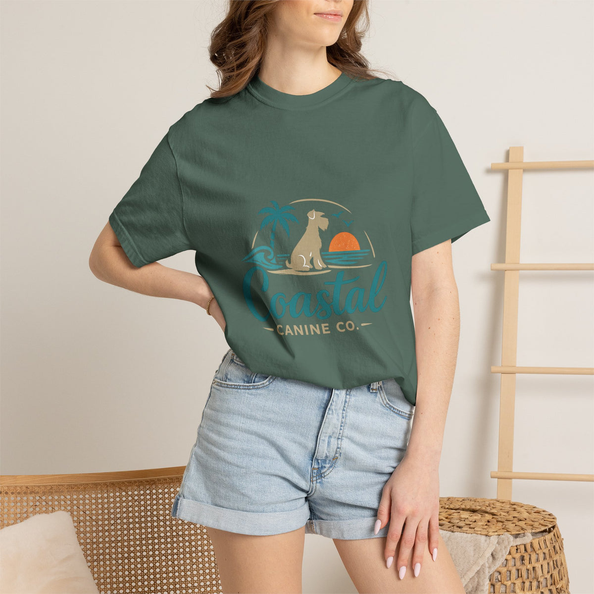 Coastal Canine T-Shirt — Beach Dog Sunset Tee