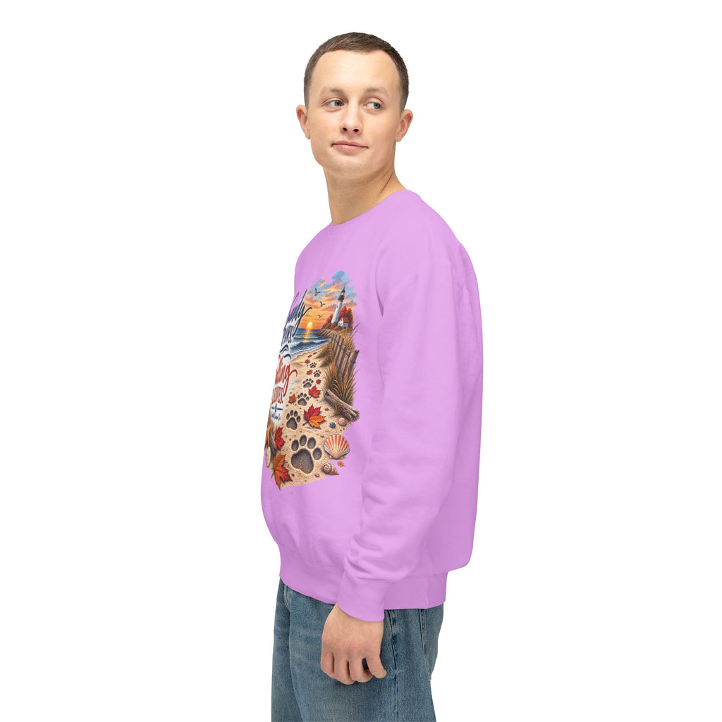 Sandy Paws Falling Leaves Sweatshirt – Beach Dog Autumn Crewneck