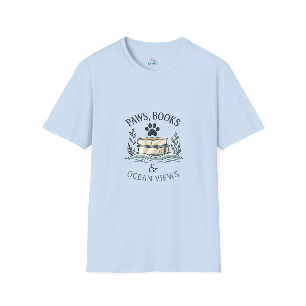 Paws, Books & Ocean Views T‑Shirt