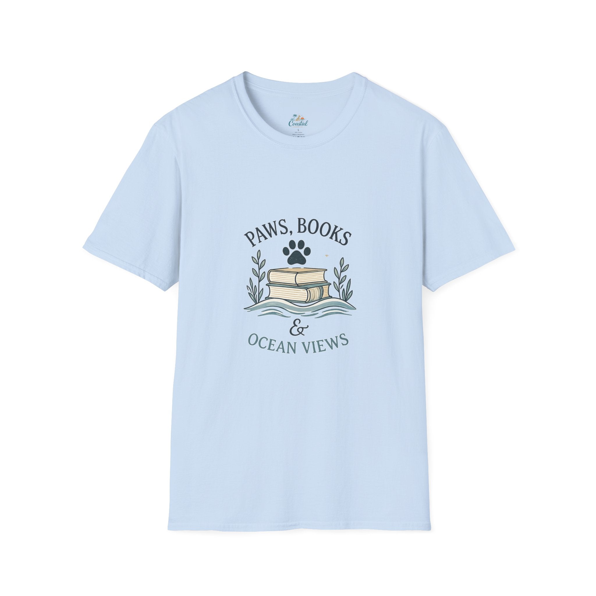 Paws, Books & Ocean Views T‑Shirt