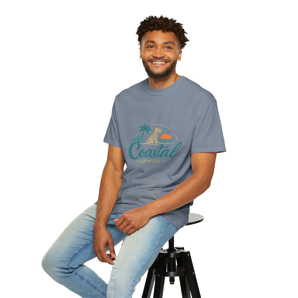 Coastal Canine T-Shirt — Beach Dog Sunset Tee