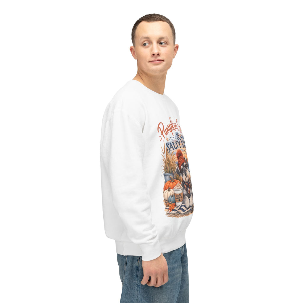 Pumpkin Spice & Salty Vibes Sweatshirt — Fall Beach Dog Crewneck