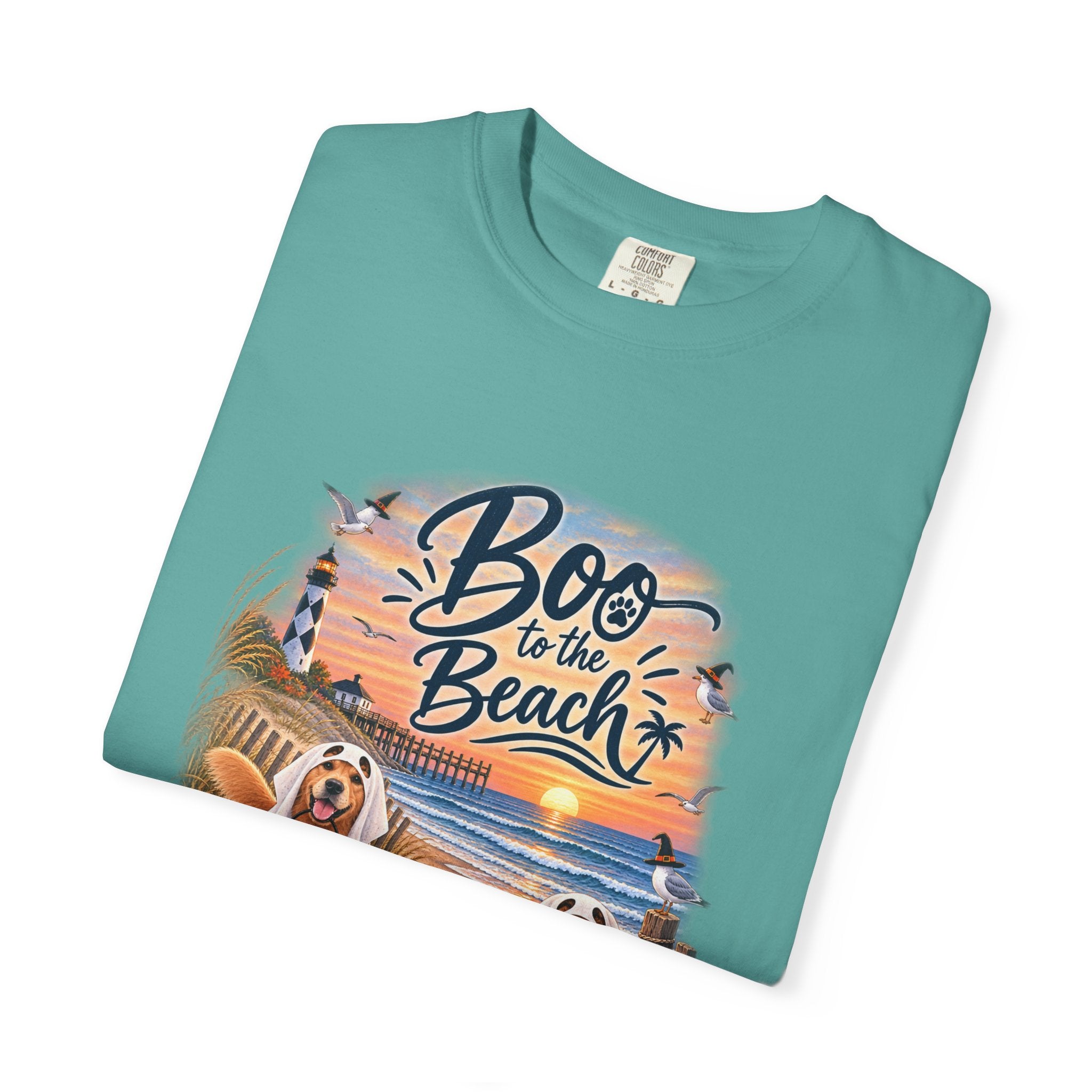 Boo to the Beach T-Shirt — Cute Halloween Dogs on Sunset Beach