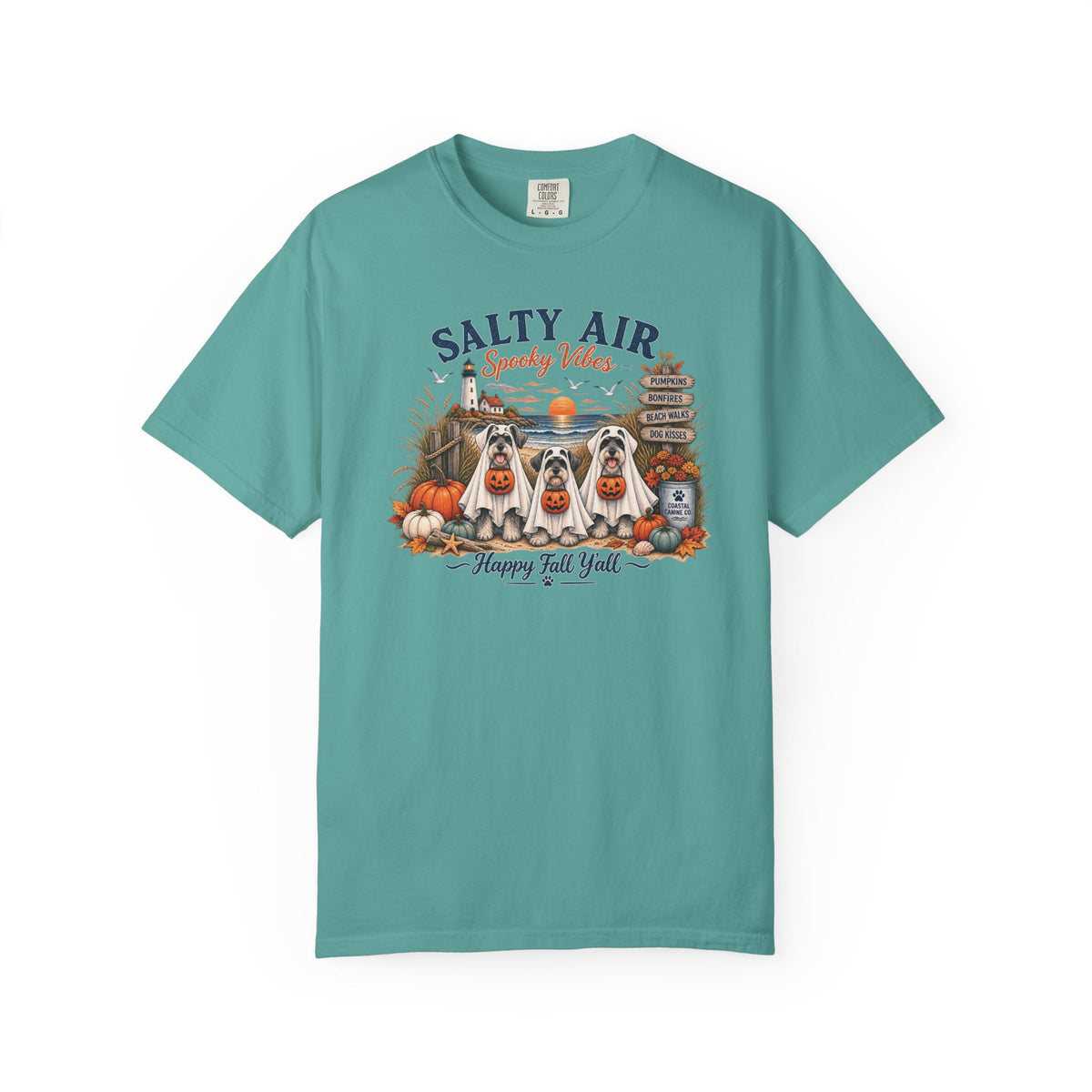 Salty Air Spooky Vibes Tee — Happy Fall Y'all Autumn Beach Ghosts T-Shirt