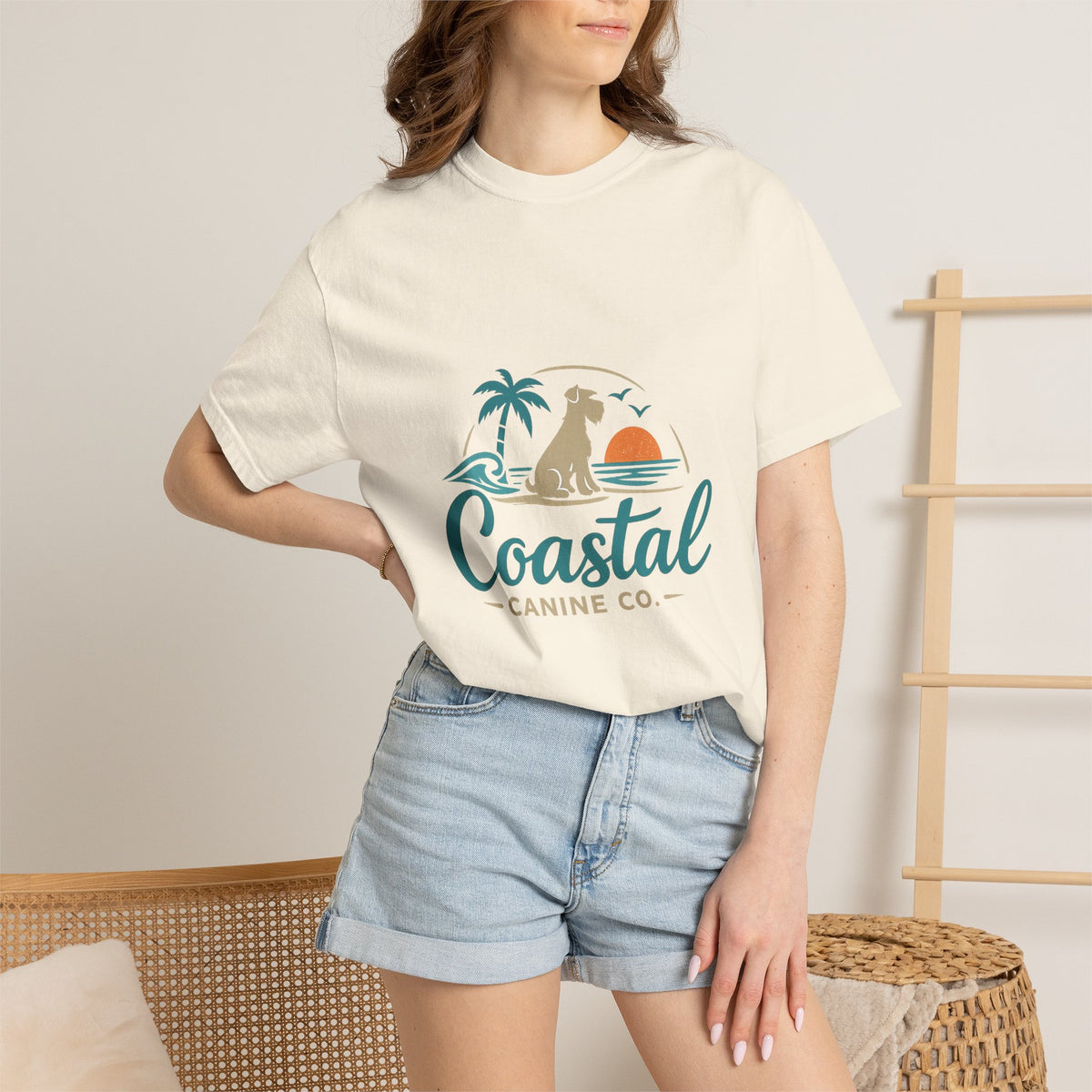 Coastal Canine T-Shirt — Beach Dog Sunset Tee