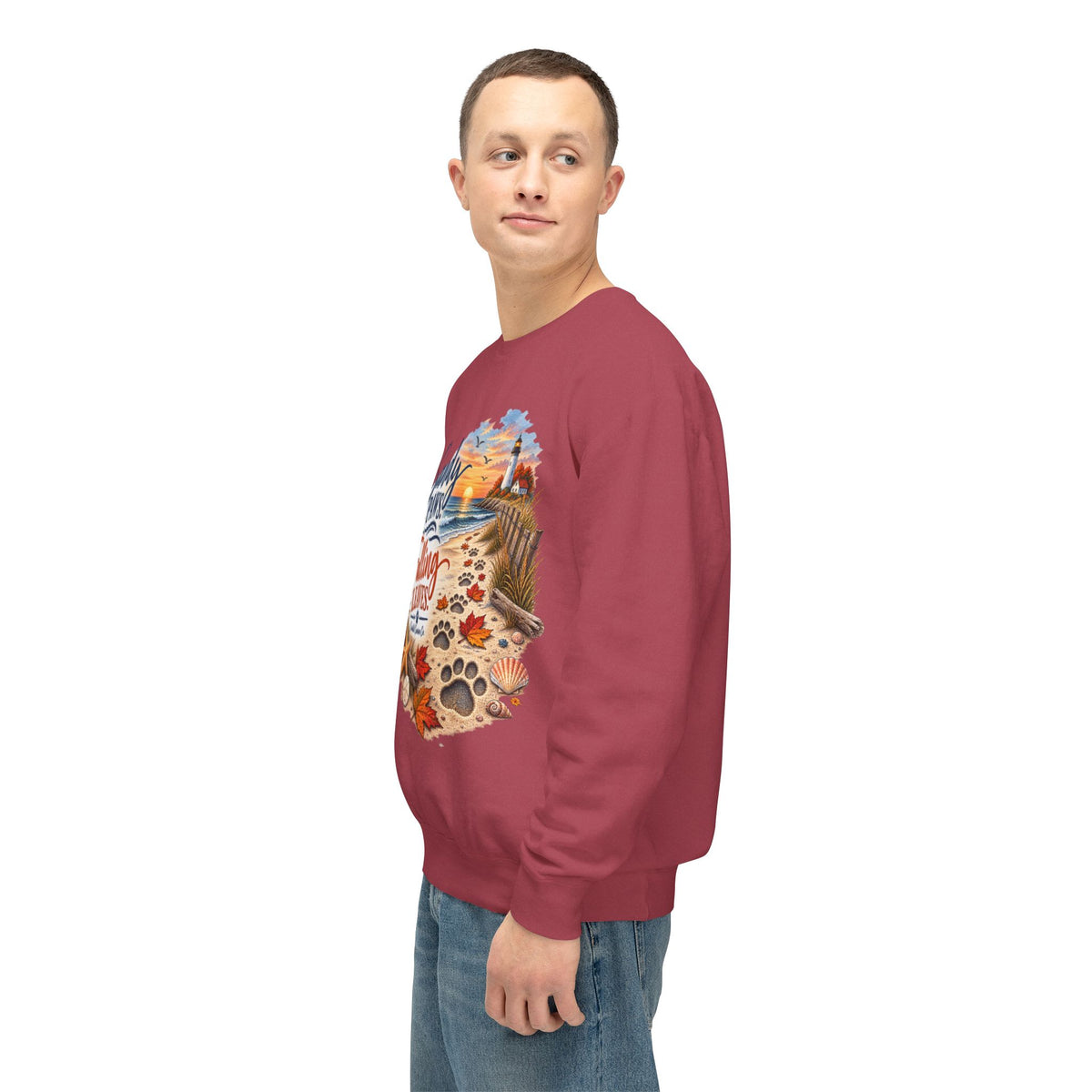 Sandy Paws Falling Leaves Sweatshirt – Beach Dog Autumn Crewneck